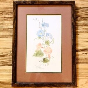 Mary Bertrand Flower Floral Watercolor Print Framed Signed 616/1900 Louisiana